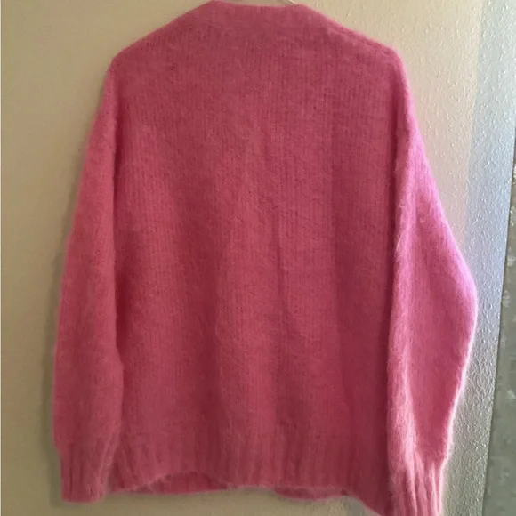 Rebecca Taylor Oversized Pink Brushed Finish Mohair Alpaca Cardigan Size M/L - Picture 6 of 8